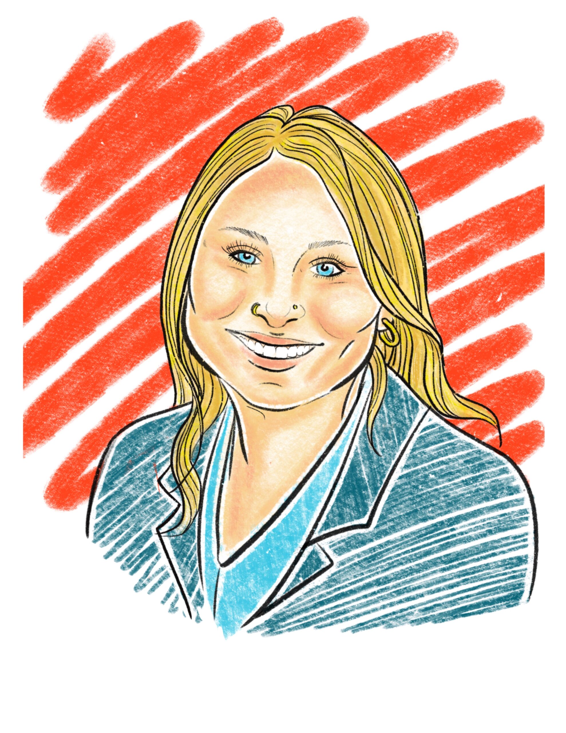 caricature of Abby Freiburger